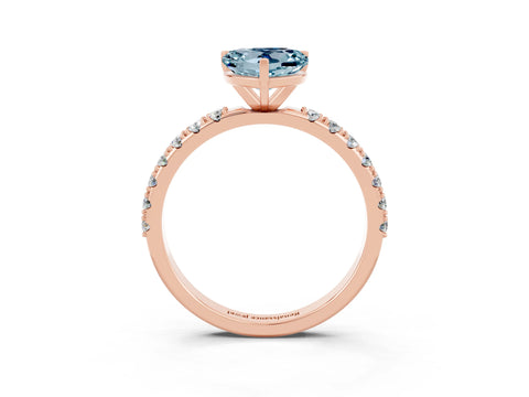 Rose gold Heart Cut Aquamarine Solitaire Pavé Band with Four-Prong Setting_3