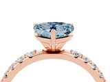 Rose gold Heart Cut Aquamarine Solitaire Pavé Band with Four-Prong Setting_4