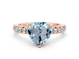 Rose gold Heart Cut Aquamarine Solitaire Pavé Engagement Ring with Round Band and Prong Setting_12
