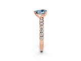Rose gold Heart Cut Aquamarine Solitaire Pavé Engagement Ring with Round Band and Prong Setting_14
