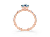 Rose gold Heart Cut Aquamarine Solitaire Pavé Engagement Ring with Round Band and Prong Setting_15