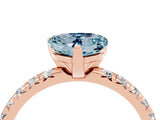 Rose gold Heart Cut Aquamarine Solitaire Pavé Engagement Ring with Round Band and Prong Setting_16