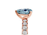 Rose gold Heart Cut Aquamarine Solitaire Pavé Engagement Ring with Round Band and Prong Setting_17