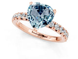 Rose gold Heart Cut Aquamarine Solitaire Pavé Engagement Ring with Round Band and Prong Setting_73