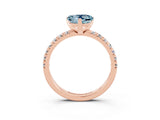 Rose gold Heart Cut Aquamarine Solitaire Pavé Engagement Ring with Round Band and Prong Setting_75