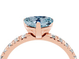 Rose gold Heart Cut Aquamarine Solitaire Pavé Engagement Ring with Round Band and Prong Setting_76