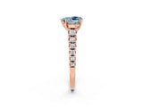 Rose gold Heart Cut Aquamarine Solitaire Ring with Cathedral Setting and Pavé Band_2