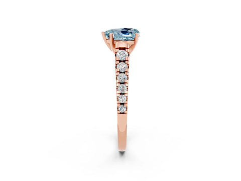 Rose gold Heart Cut Aquamarine Solitaire Ring with Cathedral Setting and Pavé Band_2