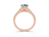Rose gold Heart Cut Aquamarine Solitaire Ring with Cathedral Setting and Pavé Band_3