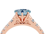 Rose gold Heart Cut Aquamarine Solitaire Ring with Cathedral Setting and Pavé Band_4