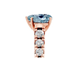 Rose gold Heart Cut Aquamarine Solitaire Ring with Cathedral Setting and Pavé Band_5