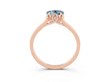 Rose gold Heart Cut Aquamarine Solitaire Ring with Flower Prong Setting and Classic Band_15