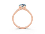 Rose gold Heart Cut Aquamarine Solitaire Ring with Flower Prong Setting and Classic Band_39