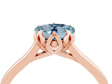 Rose gold Heart Cut Aquamarine Solitaire Ring with Flower Prong Setting and Classic Band_40