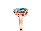 Rose gold Heart Cut Aquamarine Solitaire Ring with Flower Prong Setting and Classic Band_41