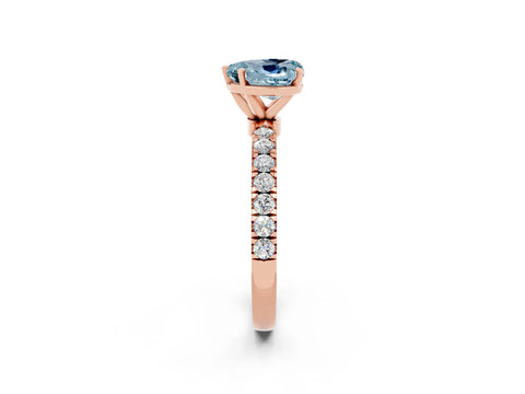 Rose gold Heart Cut Aquamarine Solitaire Ring with Pavé Accents and Four-Prong Setting_2