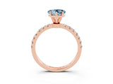 Rose gold Heart Cut Aquamarine Solitaire Ring with Pavé Accents and Four-Prong Setting_3