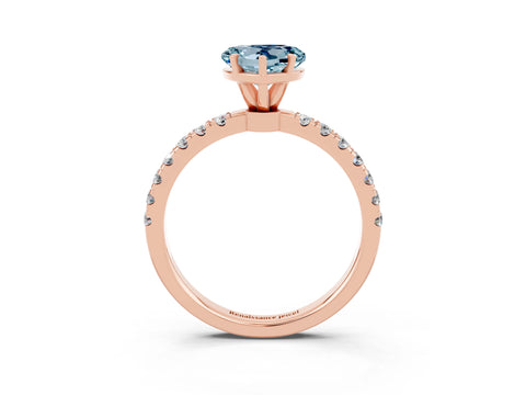 Rose gold Heart Cut Aquamarine Solitaire Ring with Pavé Accents and Four-Prong Setting_3