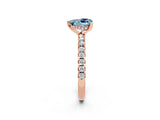 Rose gold Heart Cut Aquamarine Solitaire Ring with Pavé Band and Four-Prong Setting_26