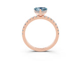 Rose gold Heart Cut Aquamarine Solitaire Ring with Pavé Band and Four-Prong Setting_27
