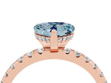 Rose gold Heart Cut Aquamarine Solitaire Ring with Pavé Band and Four-Prong Setting_28