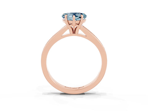 Rose gold Heart Cut Aquamarine Solitaire Ring with Pavé Band and Prong Setting_15
