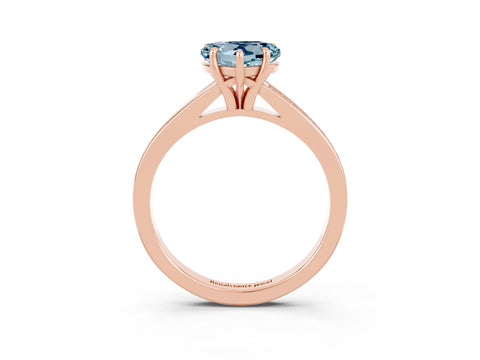 Rose gold Heart Cut Aquamarine Solitaire Ring with Pavé Band and Prong Setting_3