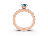Rose gold Heart Cut Aquamarine Solitaire Ring with Pavé and Channel Set Band_3