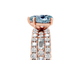 Rose gold Heart Cut Aquamarine Solitaire Ring with Pavé and Channel Set Band_5