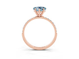 Rose gold Heart Cut Aquamarine Solitaire Ring with Pave Band and Four Prong Setting_27