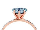 Rose gold Heart Cut Aquamarine Solitaire Ring with Pave Band and Four Prong Setting_28