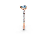 Rose gold Heart Cut Aquamarine Solitaire Ring with Round  Pavé Band and Four-Prong Setting_46