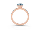 Rose gold Heart Cut Aquamarine Solitaire Ring with Round  Pavé Band and Four-Prong Setting_47