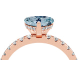 Rose gold Heart Cut Aquamarine Solitaire Ring with Round  Pavé Band and Four-Prong Setting_48