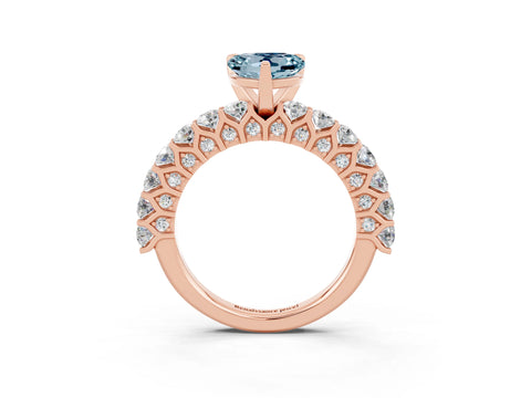 Rose gold Heart Cut Aquamarine Solitaire Ring with Shared Prong Pavé Band and Four-Prong Setting_15