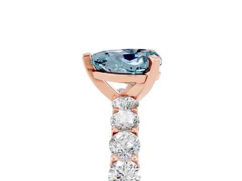 Rose gold Heart Cut Aquamarine Solitaire Ring with Shared Prong Pavé Band and Four-Prong Setting_17