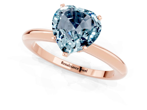 Rose gold Heart Cut Aquamarine Solitaire Ring with Six-Prong Setting and Classic Band_1