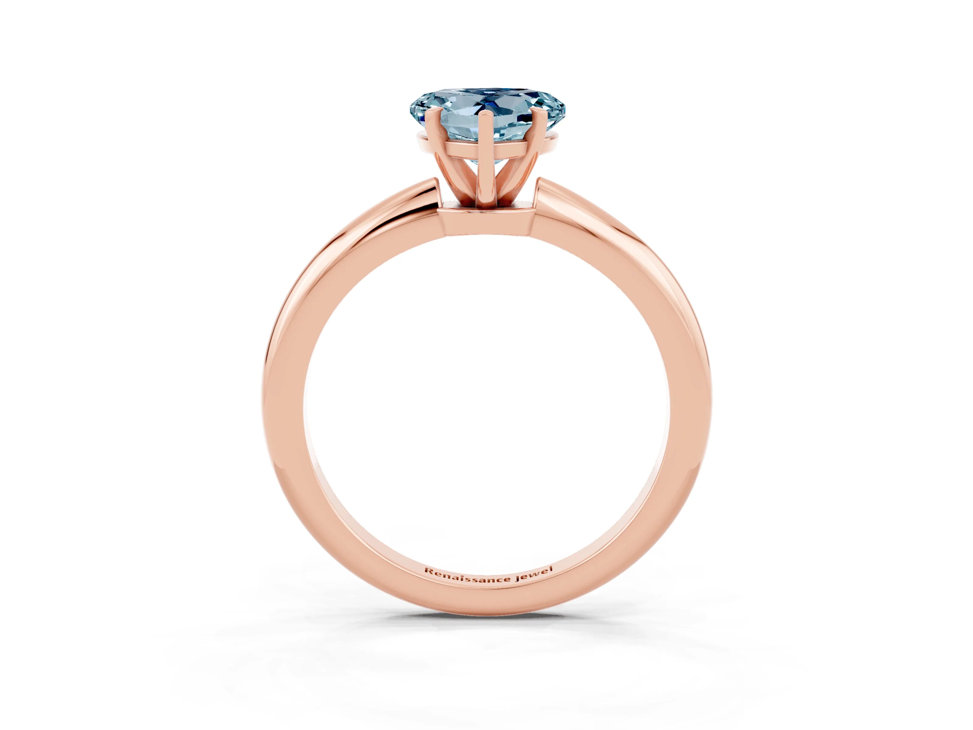 Rose gold Heart Cut Aquamarine Solitaire Ring with Six-Prong Setting and Classic Band_3