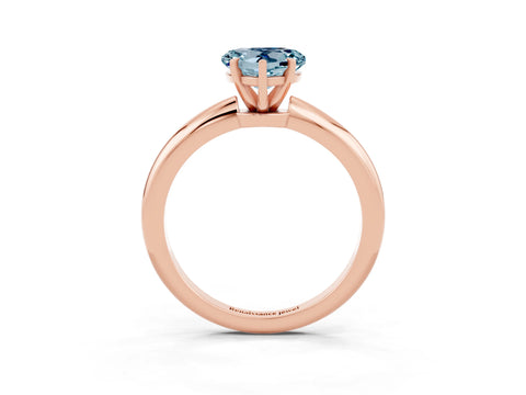 Rose gold Heart Cut Aquamarine Solitaire Ring with Six-Prong Setting and Classic Band_3