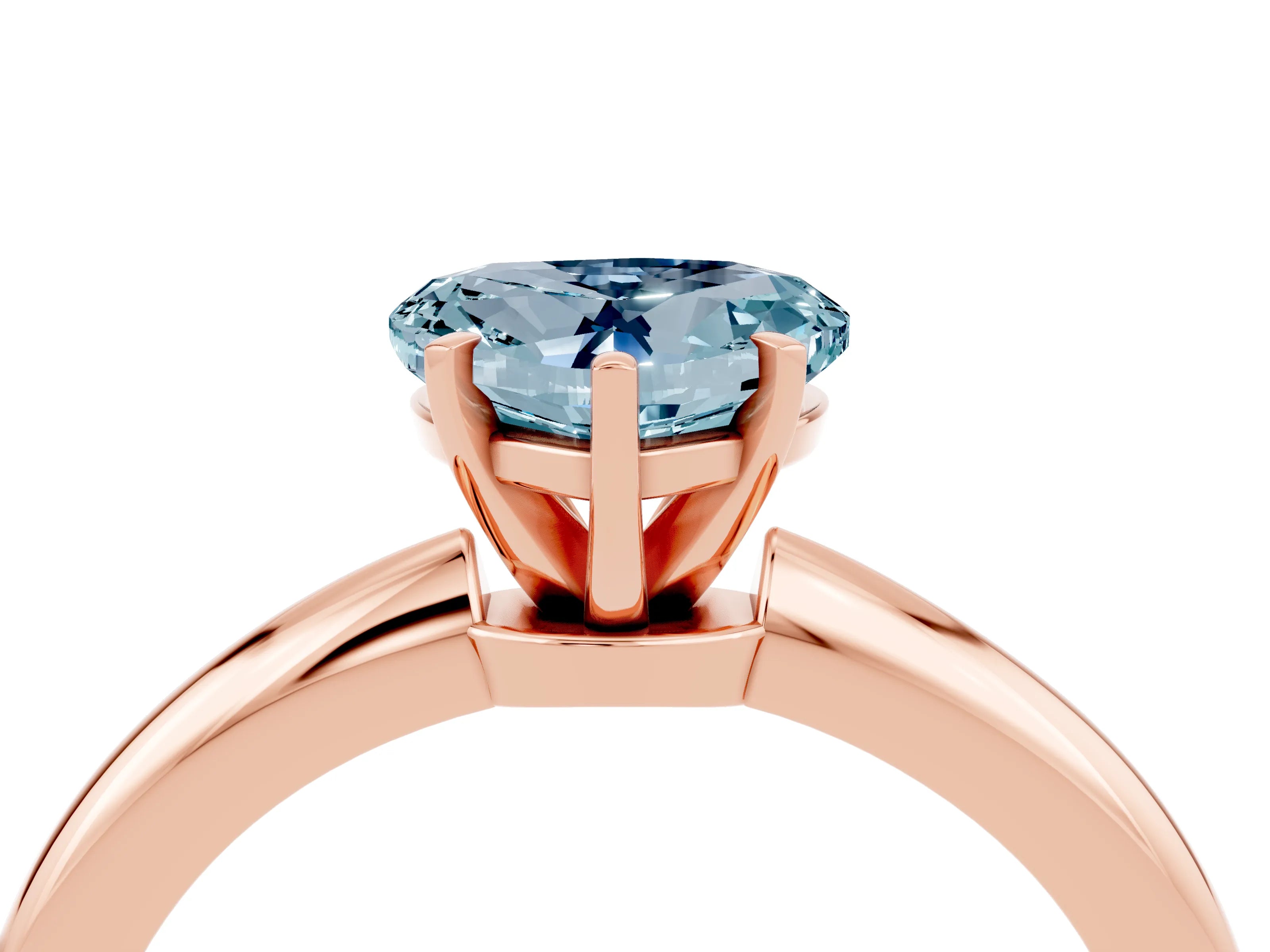 Rose gold Heart Cut Aquamarine Solitaire Ring with Six-Prong Setting and Classic Band_4