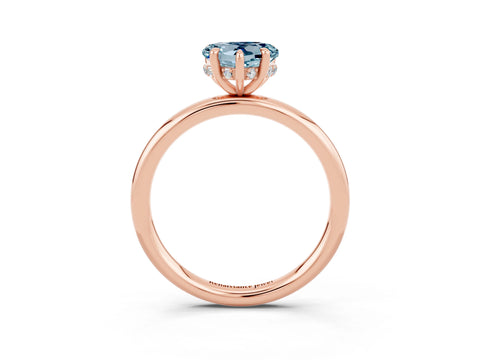 Rose gold Heart Cut Aquamarine Solitaire Ring with Thin Band and Four-Prong Setting_3