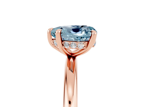 Rose gold Heart Cut Aquamarine Solitaire Ring with Thin Band and Four-Prong Setting_5