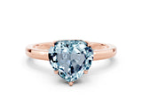 Rose gold Heart Cut Aquamarine Solitaire Ring with Thin Band and Prong Setting_12