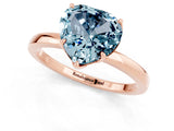 Rose gold Heart Cut Aquamarine Solitaire Ring with Thin Band and Prong Setting_13