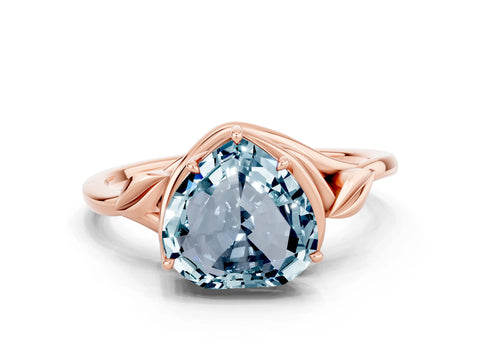 Rose gold Heart Cut Aquamarine Solitaire Ring with Twist Band and Four-Prong Setting_24