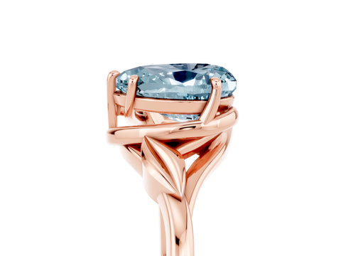 Rose gold Heart Cut Aquamarine Solitaire Ring with Twist Band and Four-Prong Setting_29