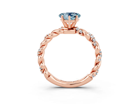 Rose gold Heart Cut Aquamarine Solitaire Ring with Twisted Band and Pavé Accents_3