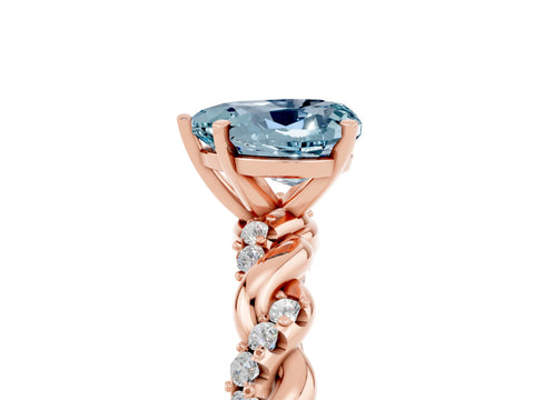 Rose gold Heart Cut Aquamarine Solitaire Ring with Twisted Band and Pavé Accents_5