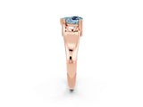 Rose gold Heart Cut Aquamarine Solitaire Ring with Wide Band and Prong Setting_2