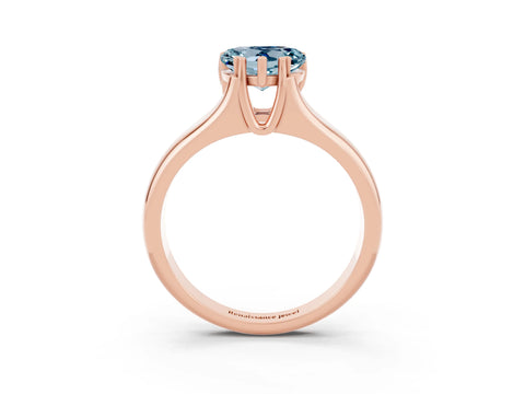Rose gold Heart Cut Aquamarine Solitaire Ring with Wide Band and Prong Setting_3